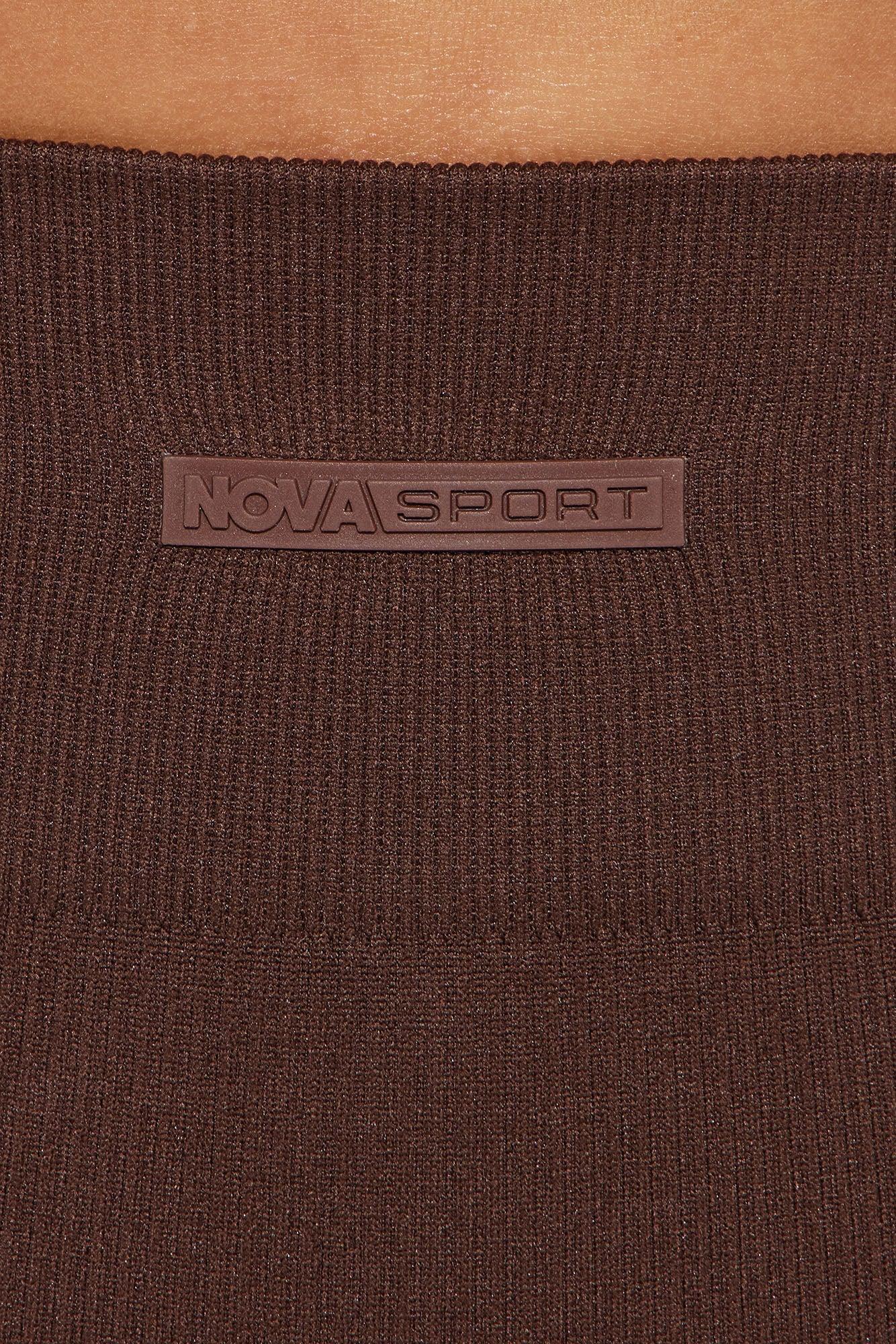 Effortless Zeus Ribbed Seamless Hot Shorts - Chocolate Product Image