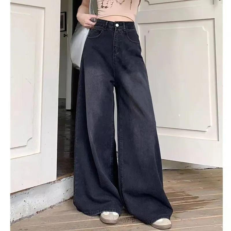 High Rise Washed Wide Leg Jeans Product Image