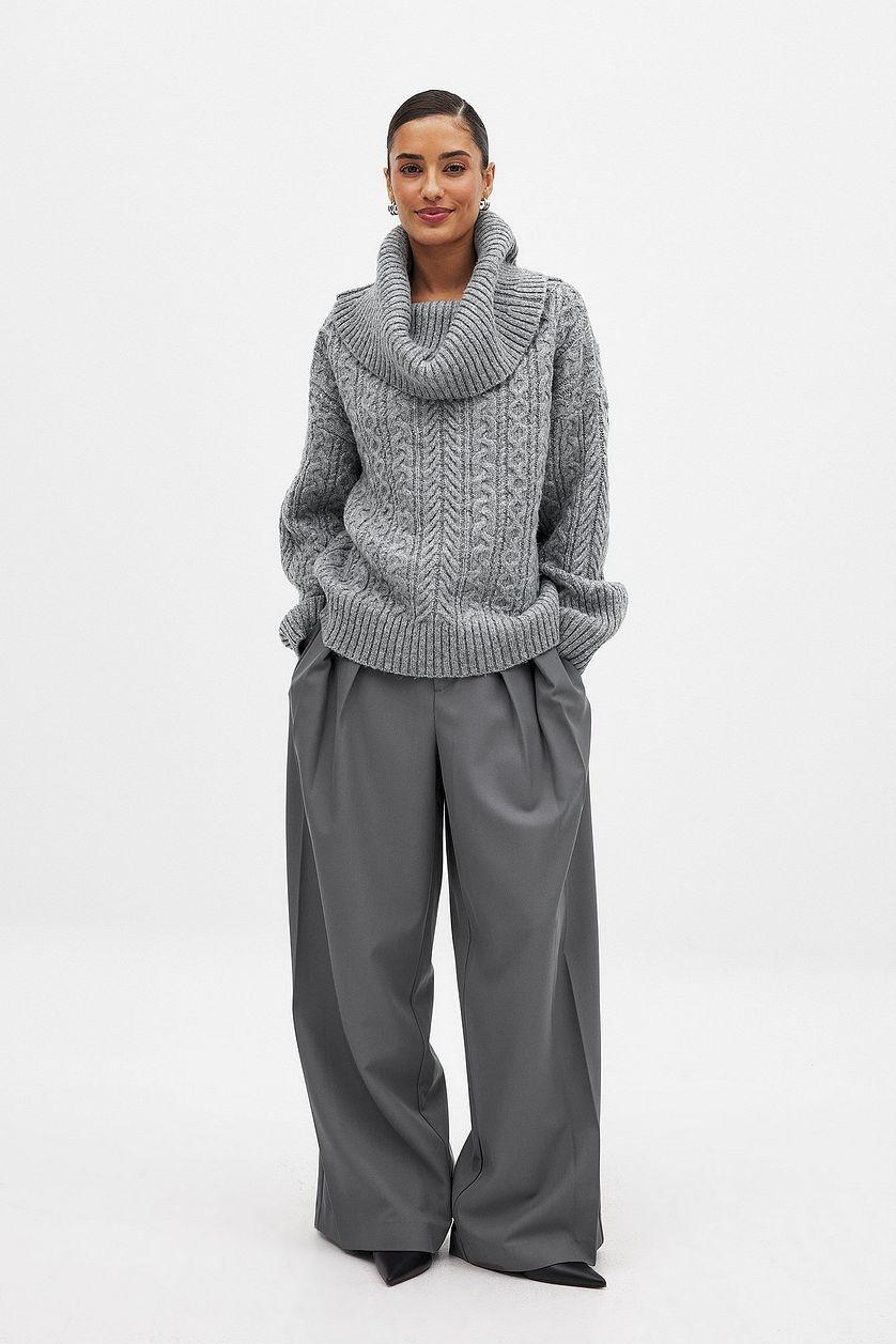 Cable Knitted Off Shoulder Sweater Product Image