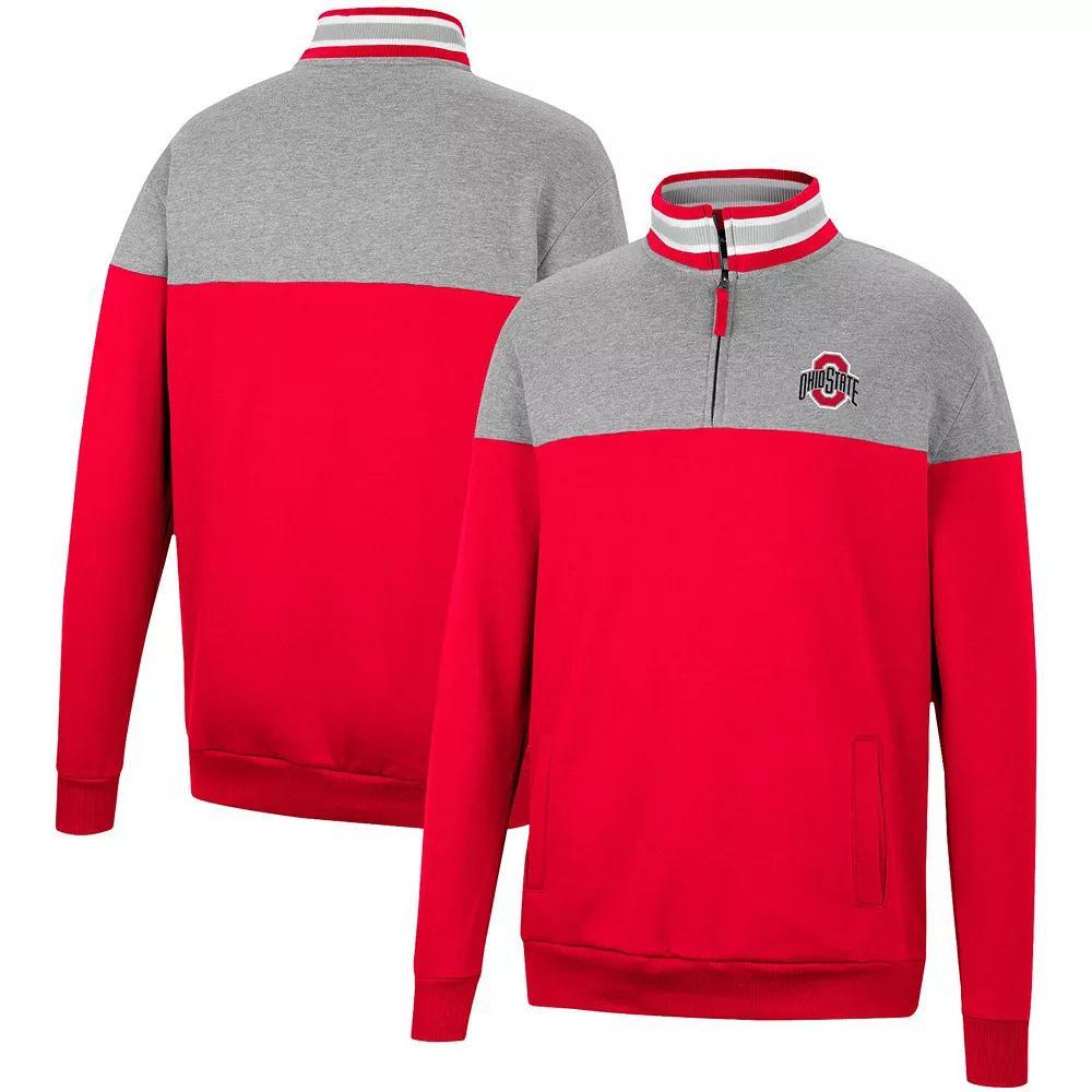 Men's Colosseum Heathered Gray/Cardinal Iowa State Cyclones Be the Ball Quarter-Zip Top, Size: 2XL Product Image