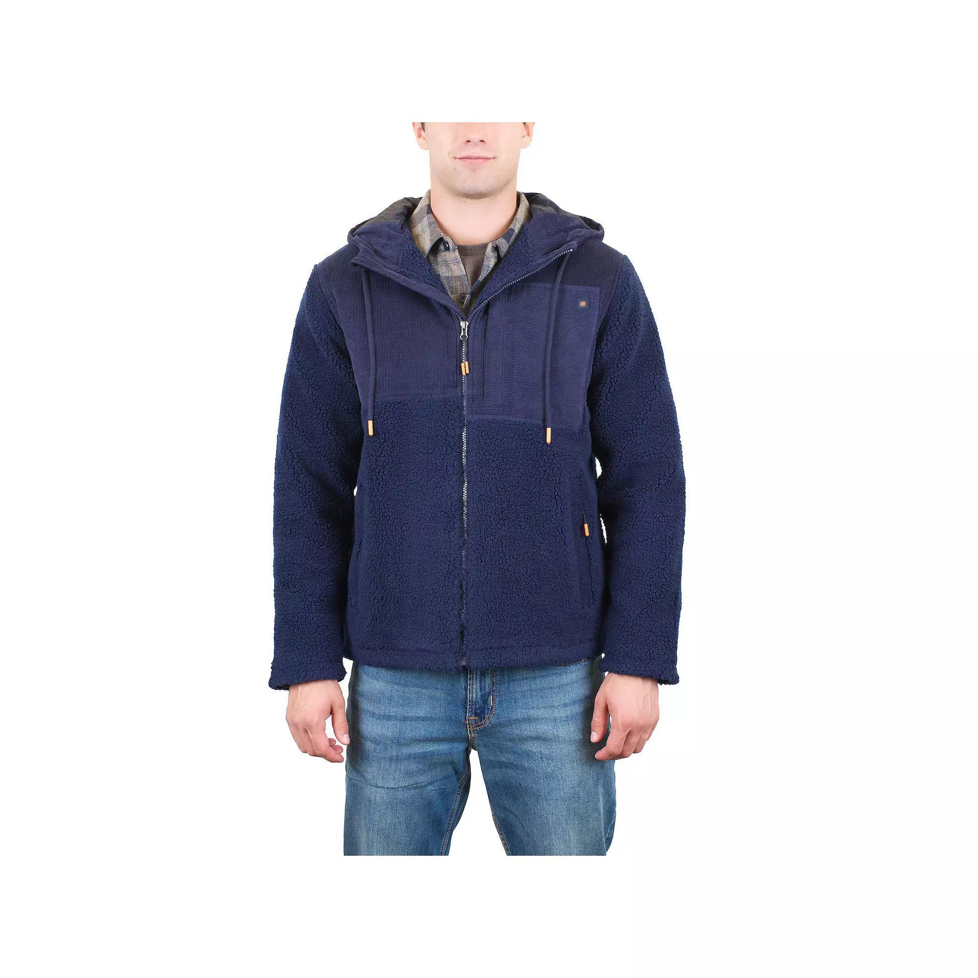 Men's Mountain and Isles Sherpa & Corduroy Zip-Front Hooded Jacket, Size: Small, Black Product Image