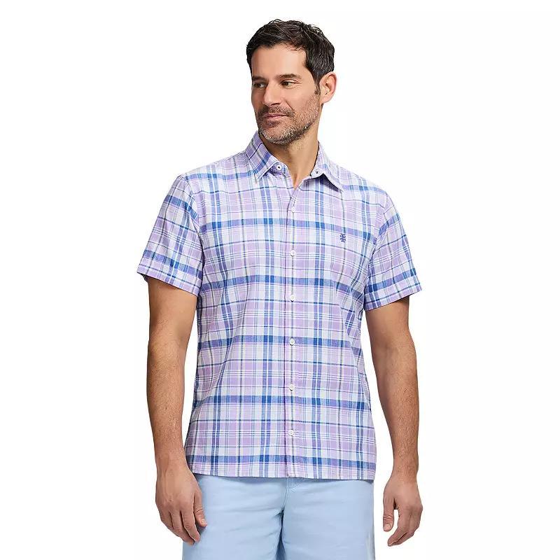 Men's IZOD Madras Short Sleeve Button Down Shirt, Size: XL, Viola Plaid Product Image