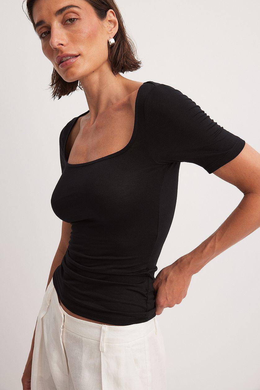 Soft Line Scoop Neck Short Sleeve Top Product Image
