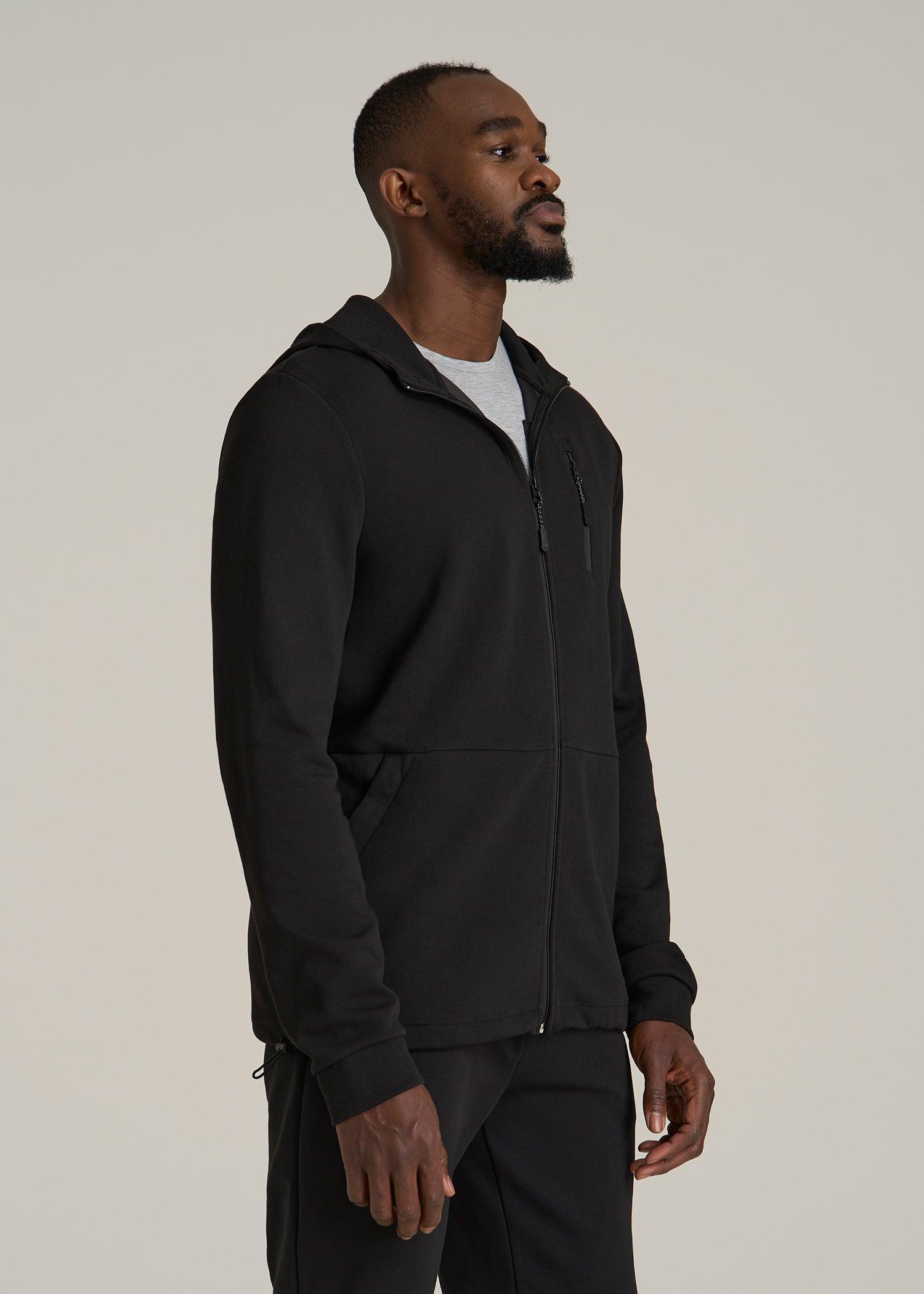 Tall Men's Tech-Knit Long Track Jacket in Black Product Image