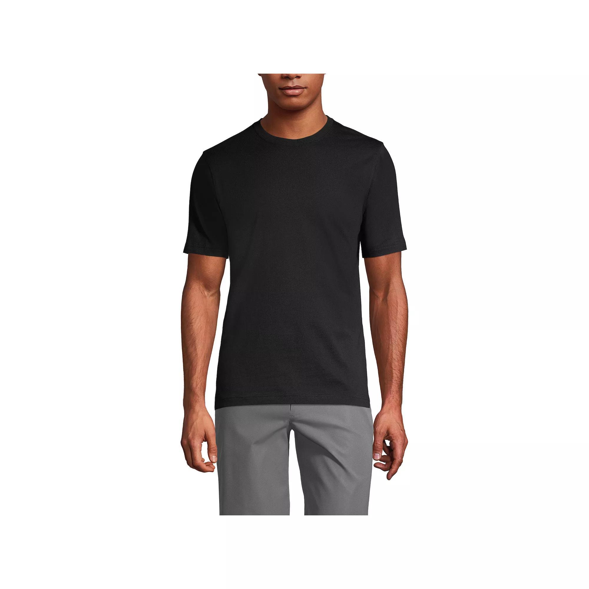 Men's Lands' End Essential Tall Short Sleeve School Uniform T-shirt, Size: Large Tall, Black Product Image