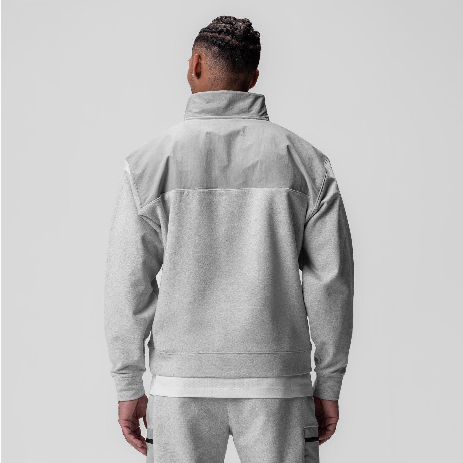 0903. Tech-Terry™ Paneled Quarter Zip - Heather Grey "Wave Dye" Product Image