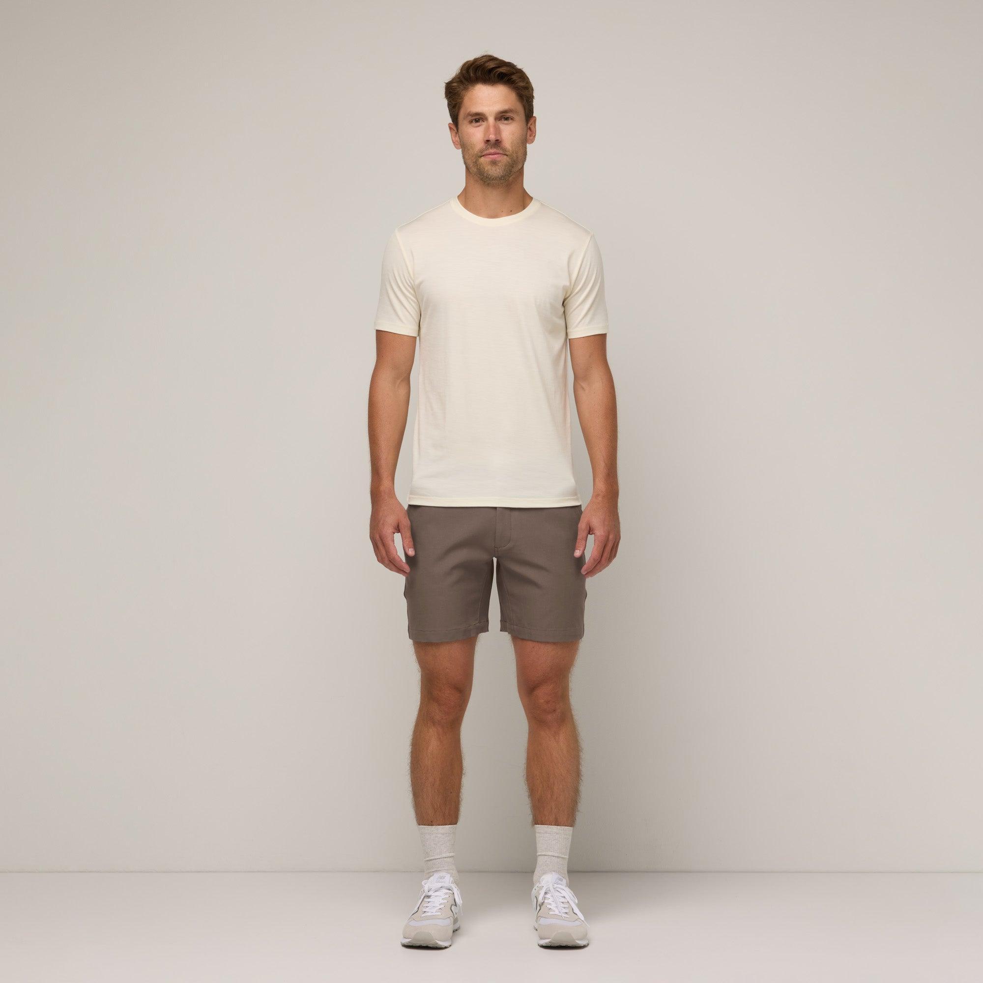 Merino Wool Stretch Canvas Shorts | Walnut Product Image