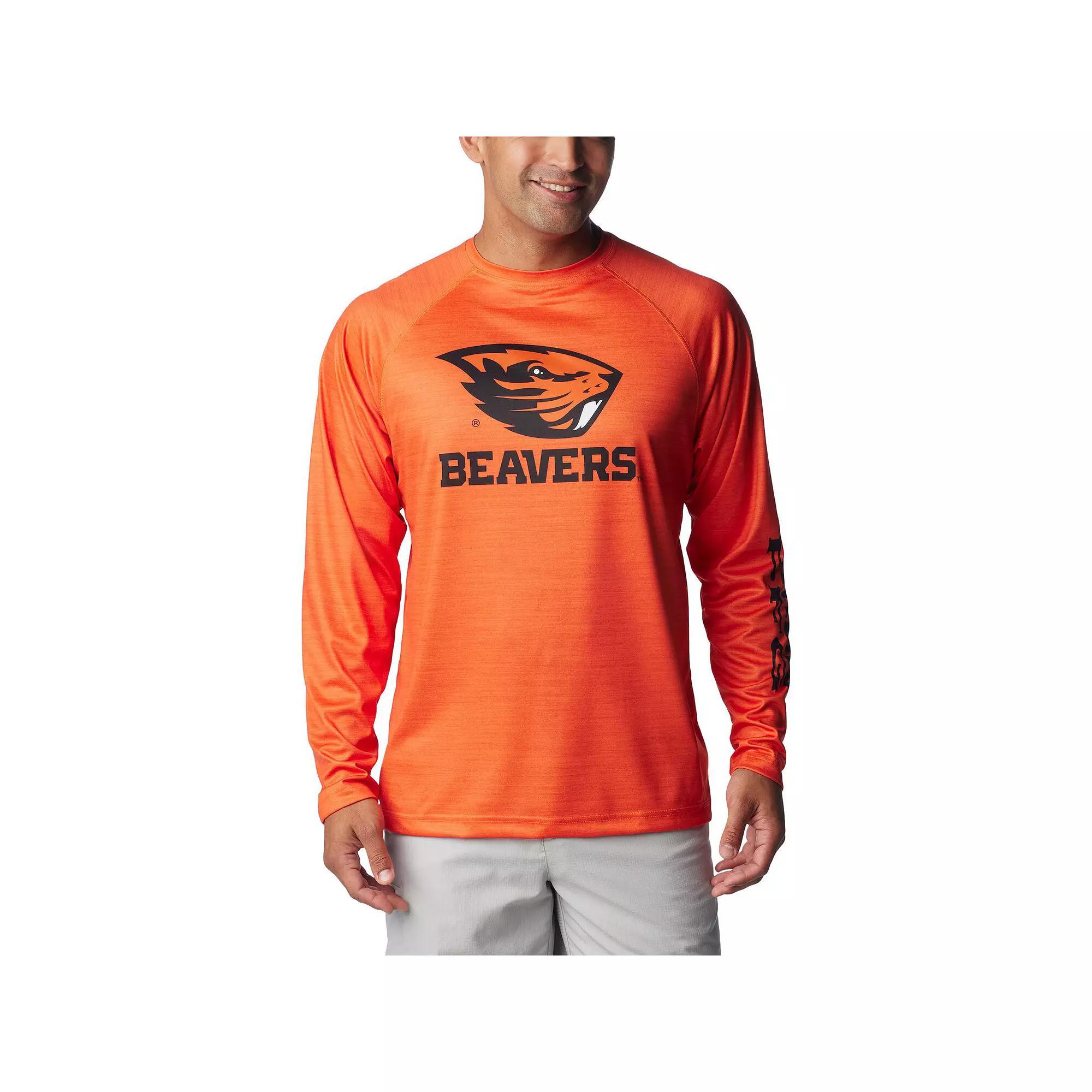 Men's Columbia Orange Oregon State Beavers PFG Terminal Tackle Omni-Shade Raglan Long Sleeve T-Shirt,  Product Image