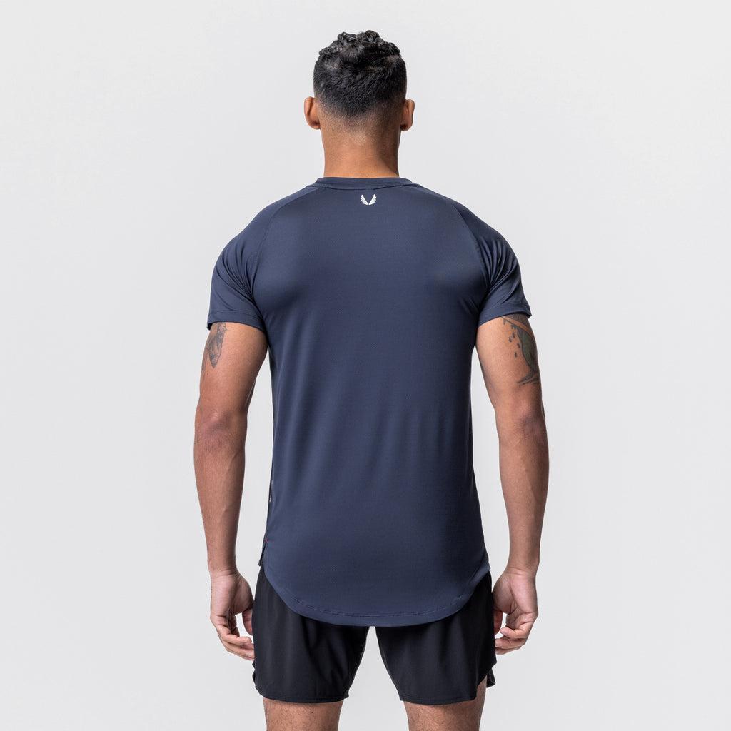 0660. AeroSilver® Established Tee - Navy "Box Logo" Product Image