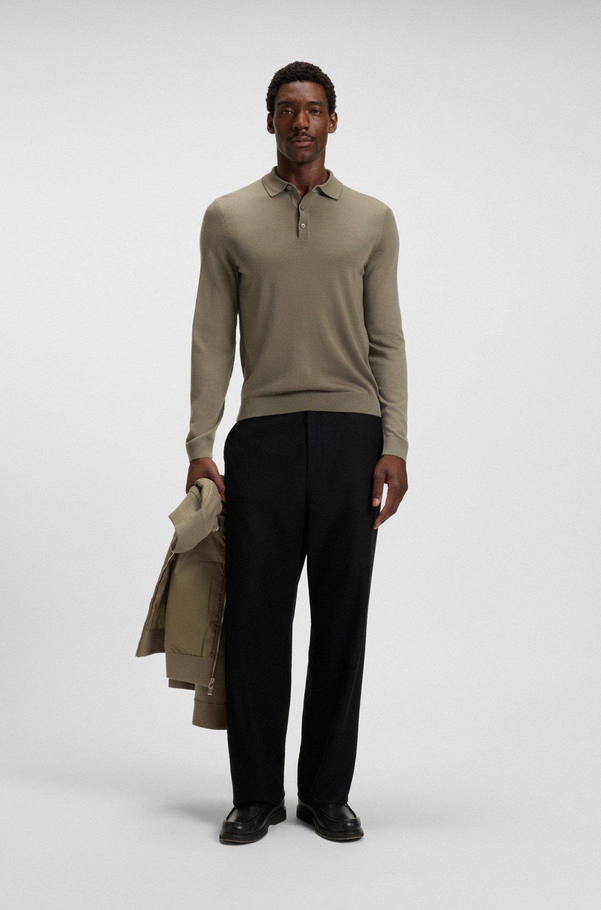 Regular-fit knit polo in virgin wool Product Image