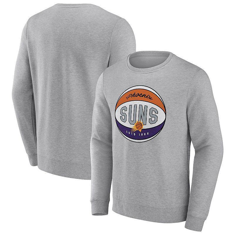 Men's Fanatics Branded Heathered Gray Brooklyn Nets True Classics Vint Pullover Sweatshirt, Size: 4XL, Grey Product Image