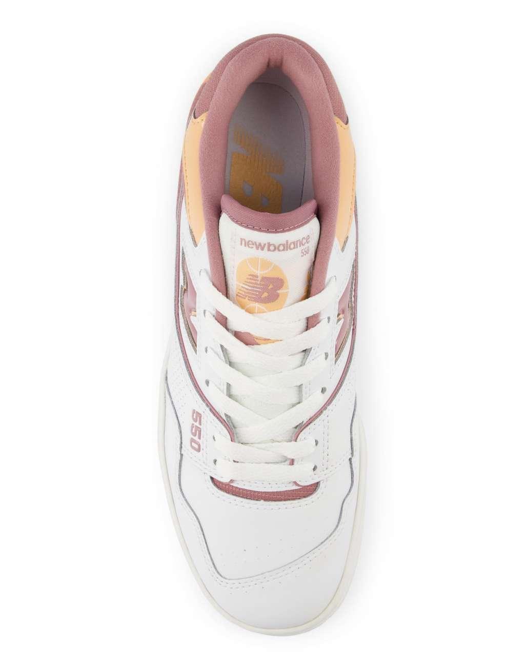 New Balance 550 sneakers with pink and orange detail in white Product Image