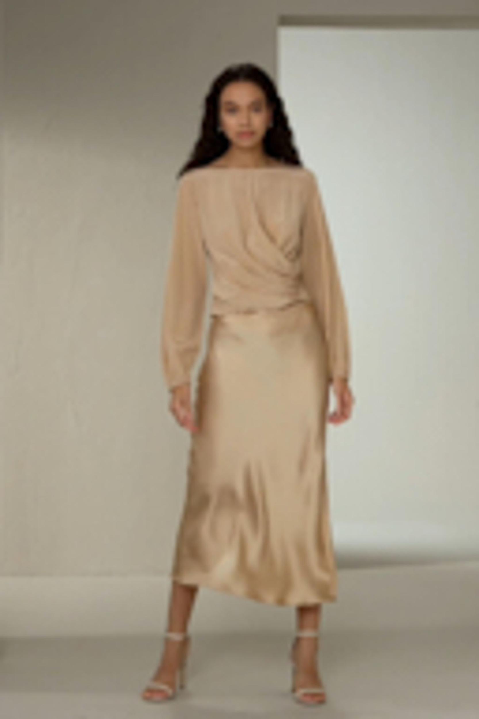 Nipped Waist Crêpe de Chine Blouse Product Image