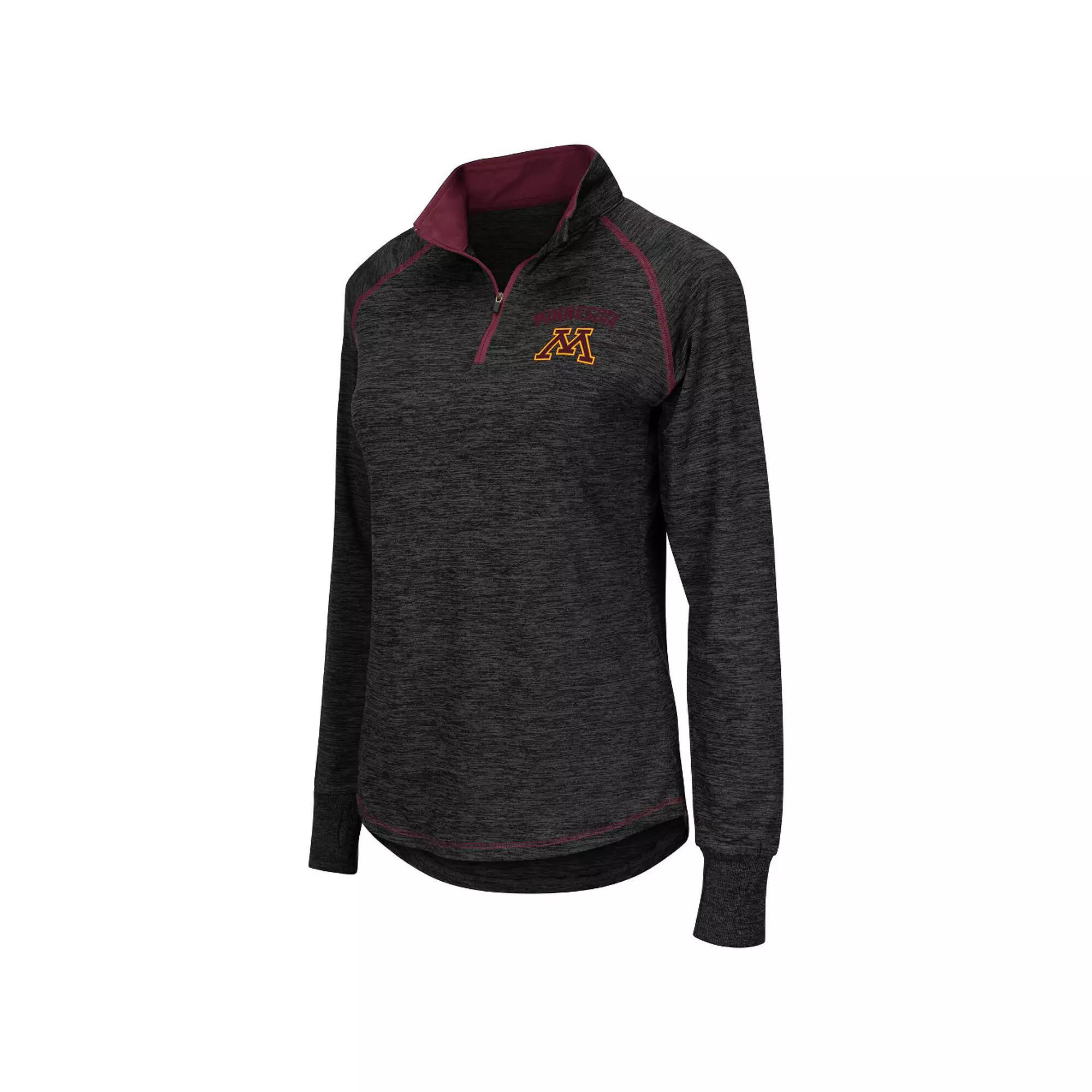Women's Colosseum Black Minnesota Golden Gophers Bikram 1/4 Zip Long Sleeve Jacket,  Product Image