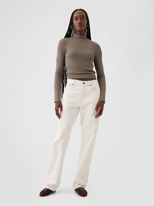 Modern Rib Cropped Mockneck Shirt Product Image