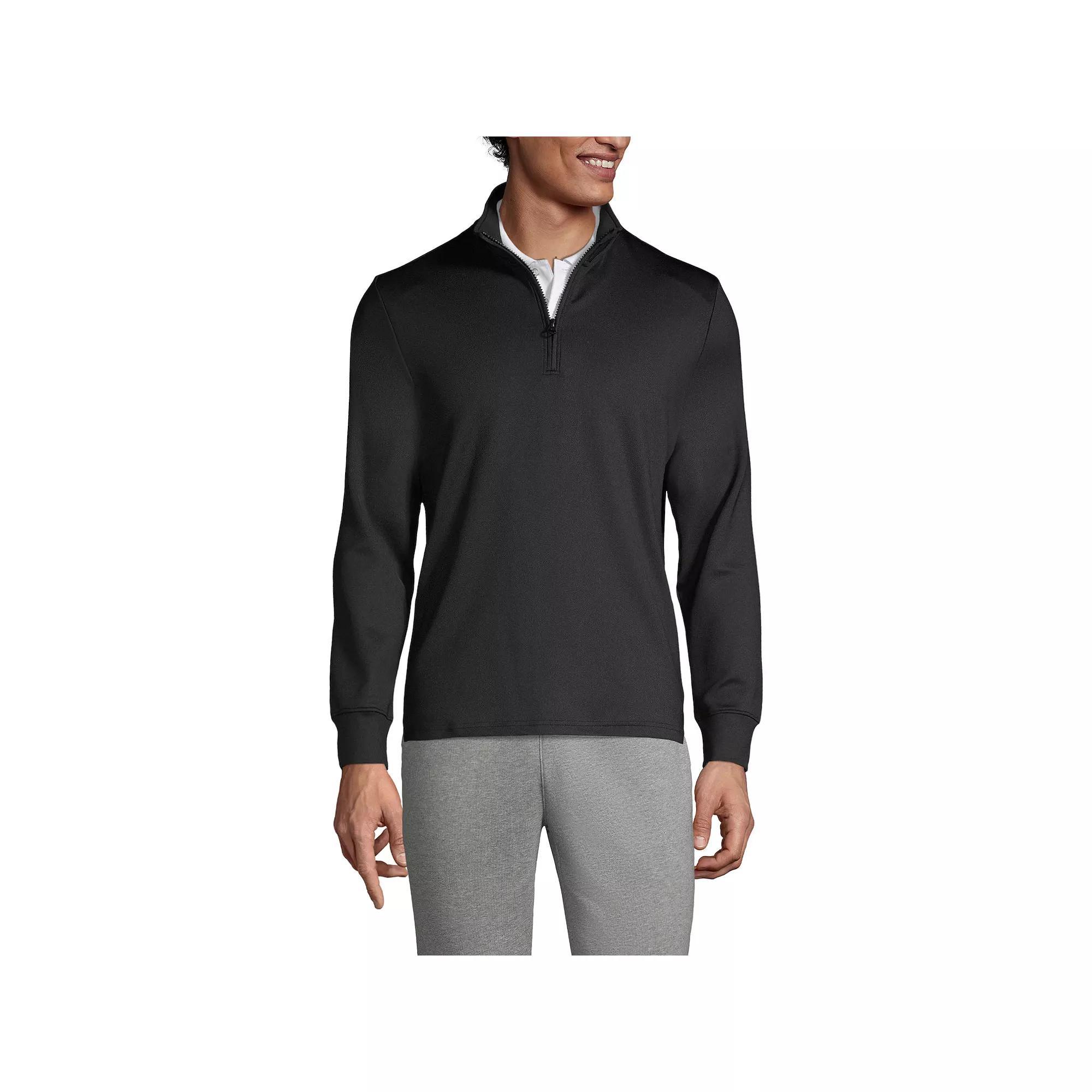 Men's Lands' End School Uniform Quarter Zip Pullover Sweatshirt, Size: Medium, Black Product Image