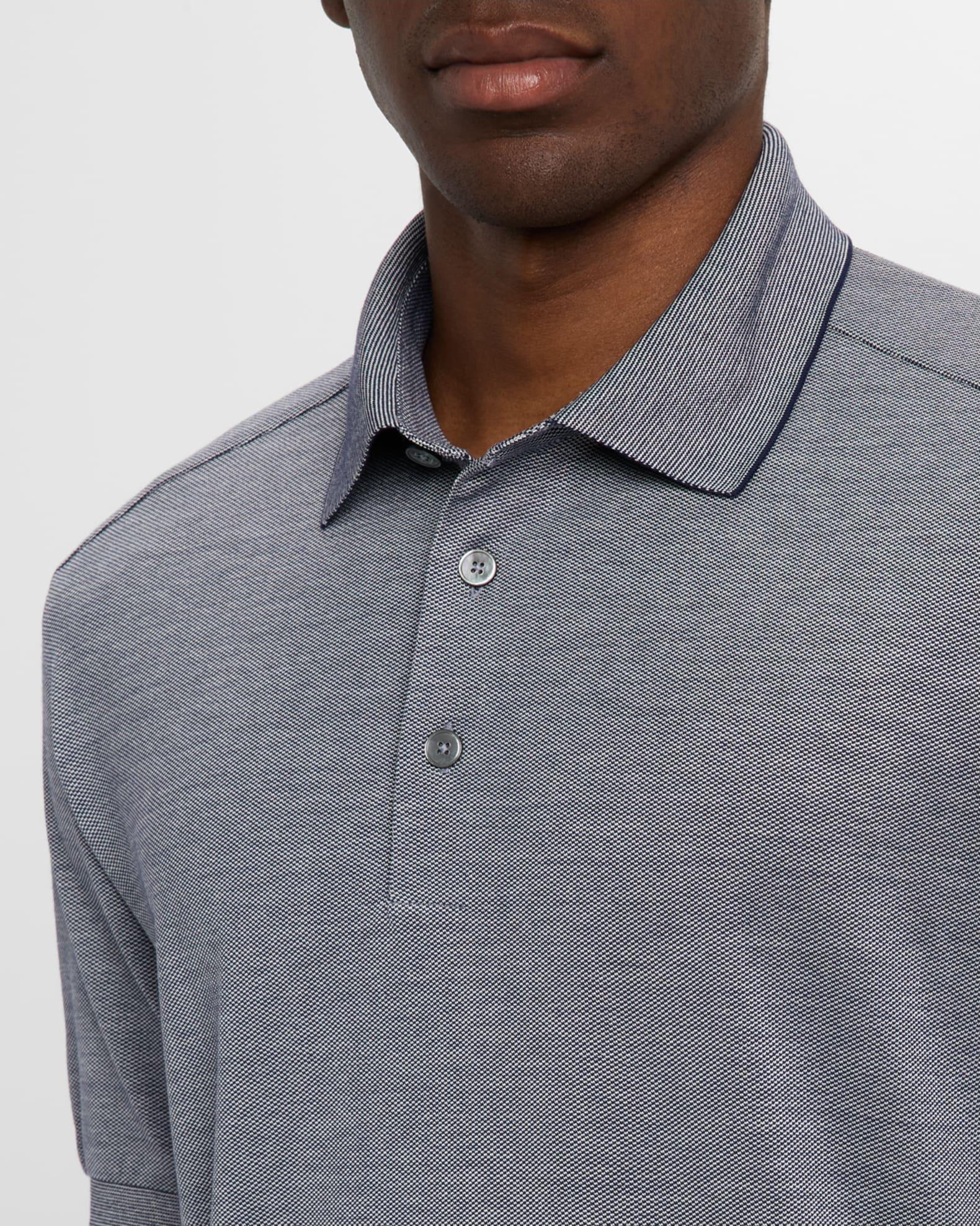 Men's Melange Cotton and Silk Polo Shirt Product Image