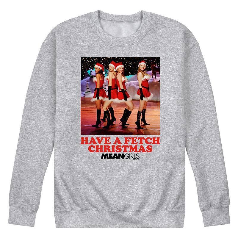 Mens Mean Girls Santa Fleece Sweatshirt Grey Gray Product Image