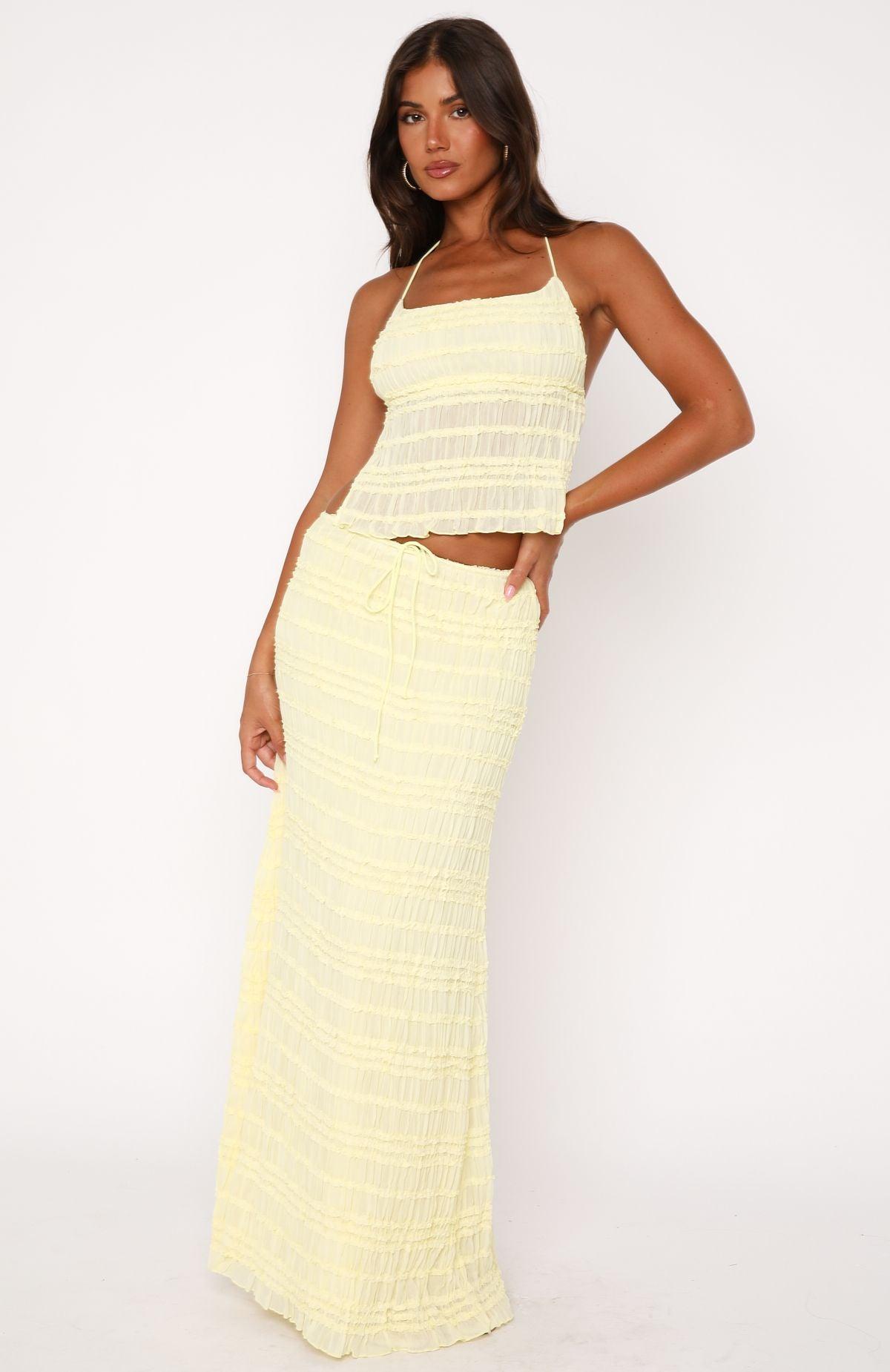 Hold Out Halter Top Lemon Product Image