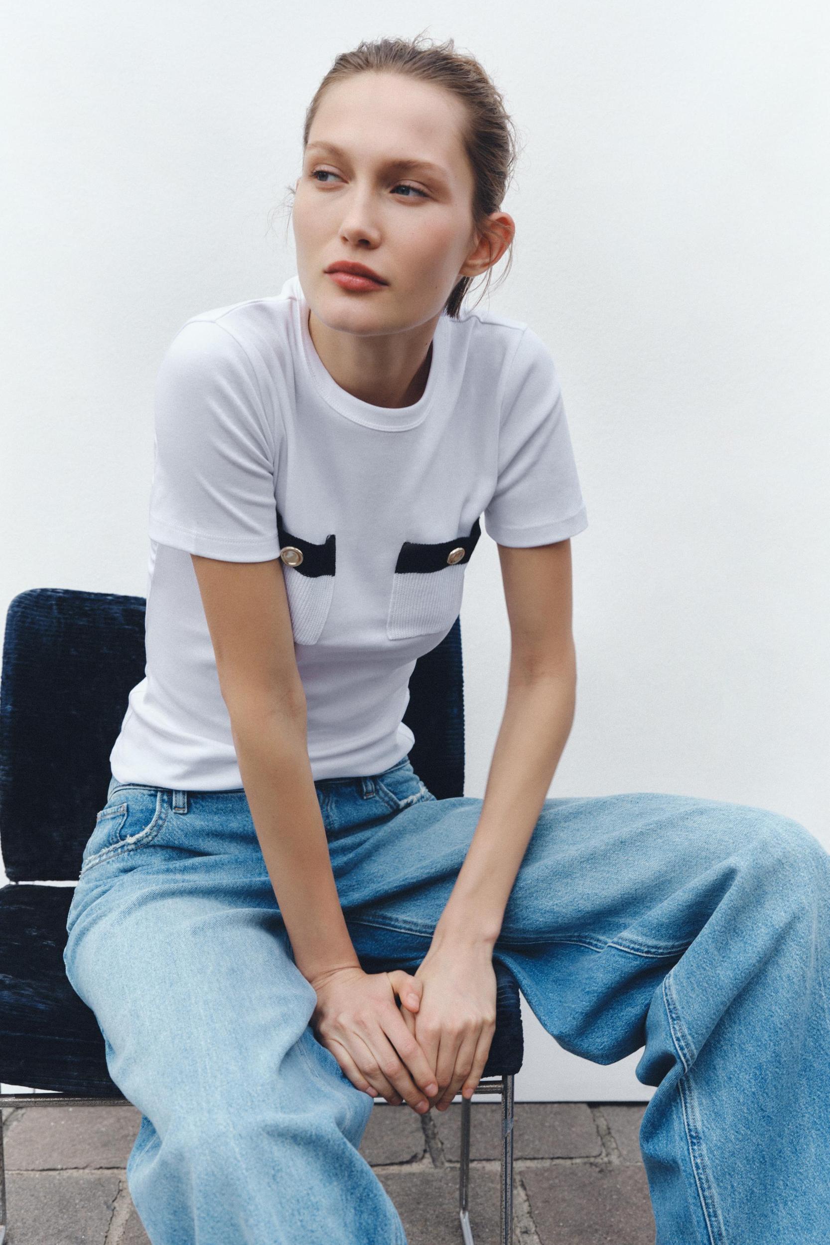 TOP WITH TRICOT DETAIL Product Image