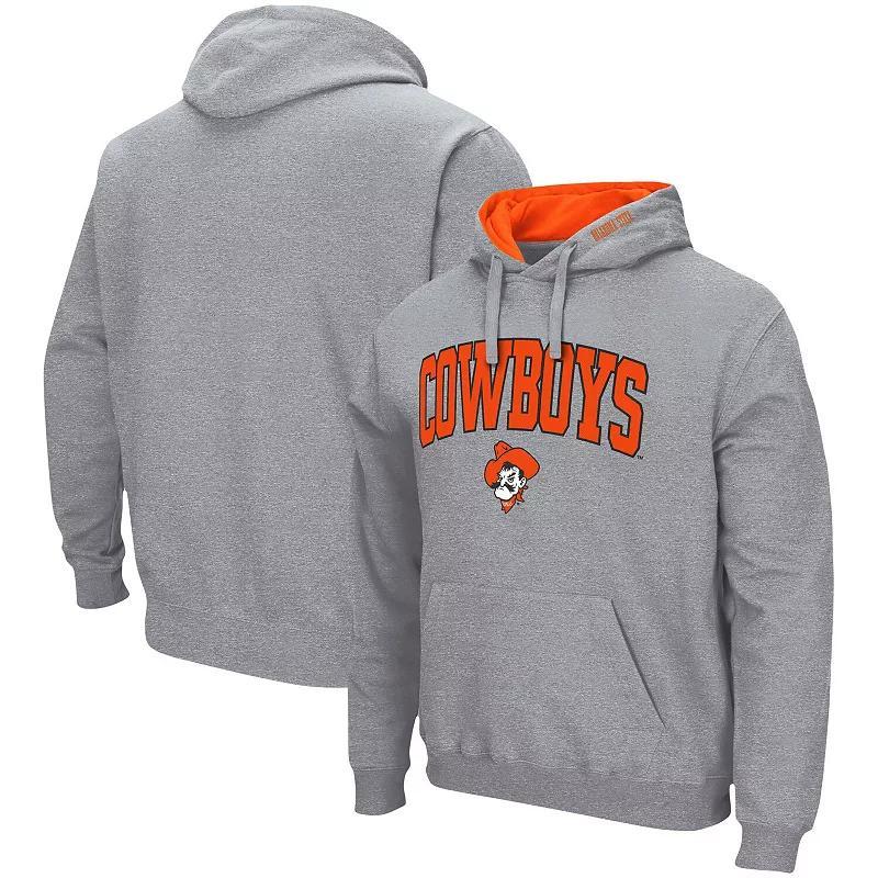 Men's Colosseum Heathered Gray Oklahoma State Cowboys Arch & Logo 3.0 Pullover Hoodie,  Product Image
