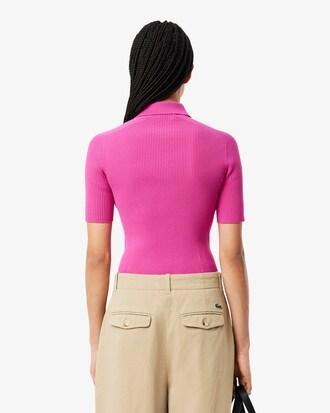 3D Ribbed Knit Polo Shirt Product Image