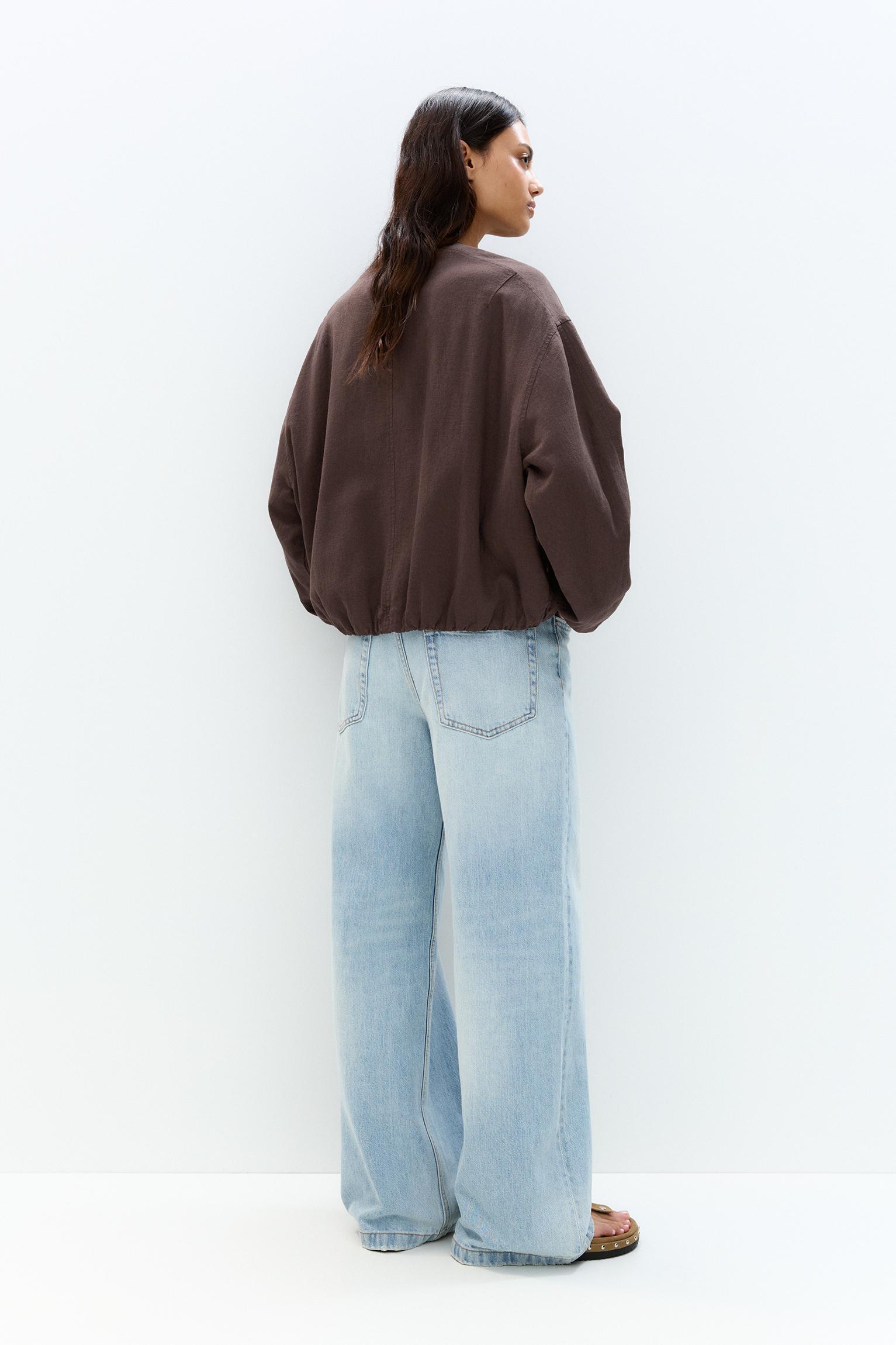 Linen blend bomber jacket Product Image