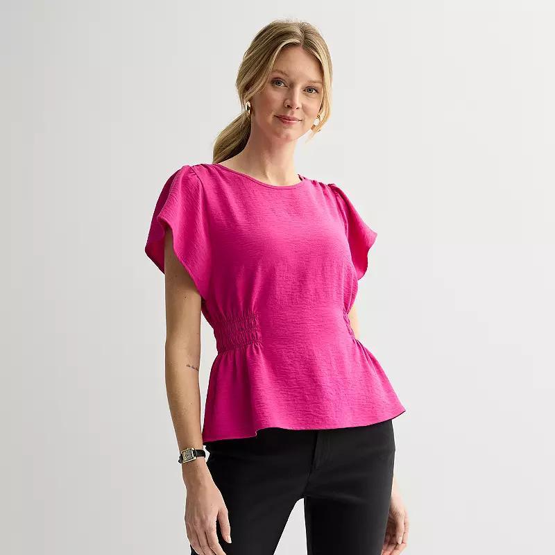 Women's Nine West Cinched Flutter Sleeve Blouse, Size: Small, Orchid Landscape Product Image