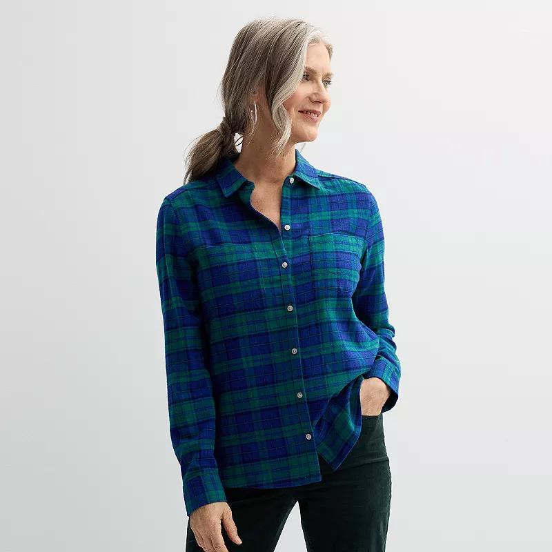 Women's Croft & Barrow® The Extra Soft Plaid Flannel Shirt, Size: XXL, Purple Fall Plaid Product Image