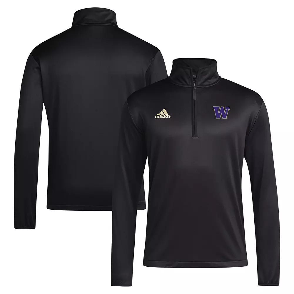 Men's adidas Black Washington Huskies 2024 Coaches Sideline Quarter-Zip Top,  Product Image