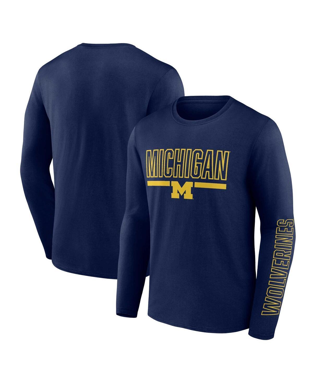 Men's Profile Navy Michigan Wolverines Big & Tall Two-Hit Graphic Long Sleeve T-Shirt, Size: 4XB, Blue Product Image