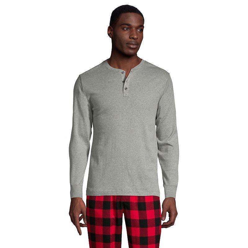 Men's Lands' End Ribbed Pajama Sleep Henley, Size: Medium, Deep  Blue Product Image