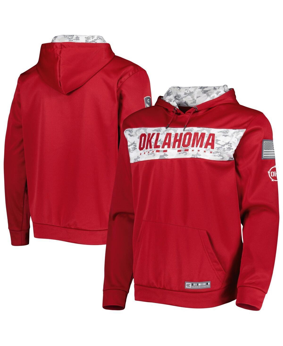 Mens Colosseum Crimson Oklahoma Sooners OHT Military Appreciation Team Color Pullover Hoodie Product Image