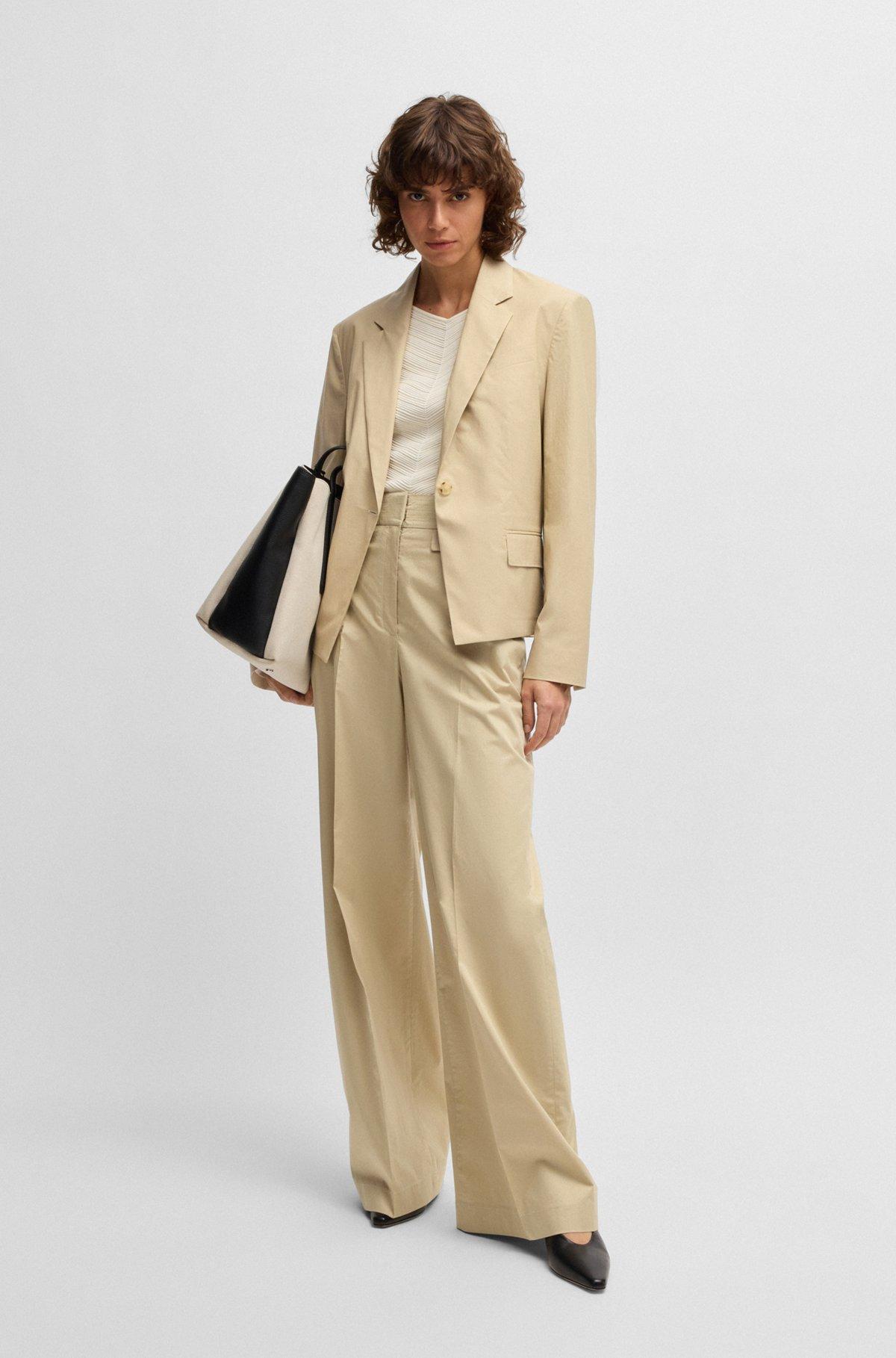 High-waisted regular-fit trousers in airy stretch cotton Product Image