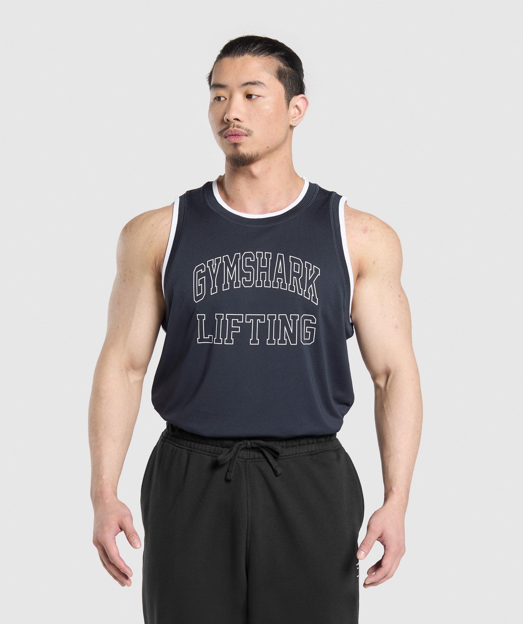 Gymshark Mesh Tank - Heavy Blue Male Product Image