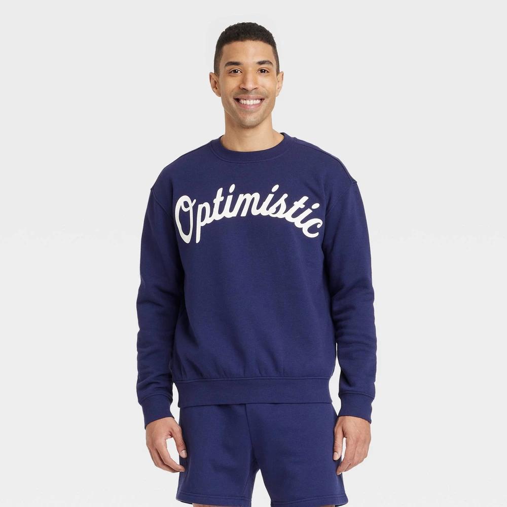 Mens Optimistic Crewneck Sweatshirt - Goodfellow & Co Navy Blue Product Image