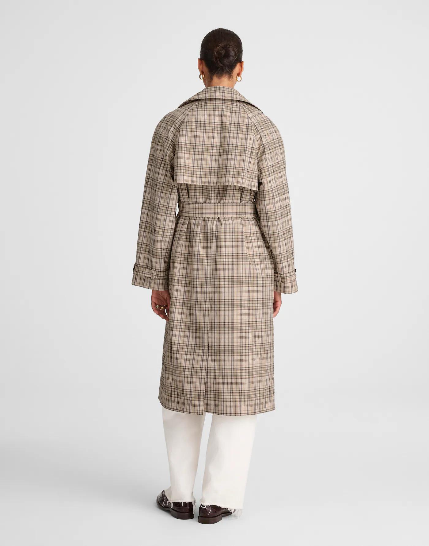 Double-Breasted Trench Coat in Plaid Product Image