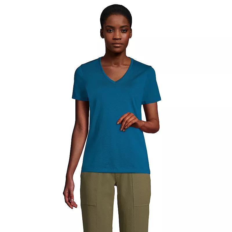 Womens Lands End Relaxed-Fit Supima Cotton V-Neck Tee Rich Red Product Image