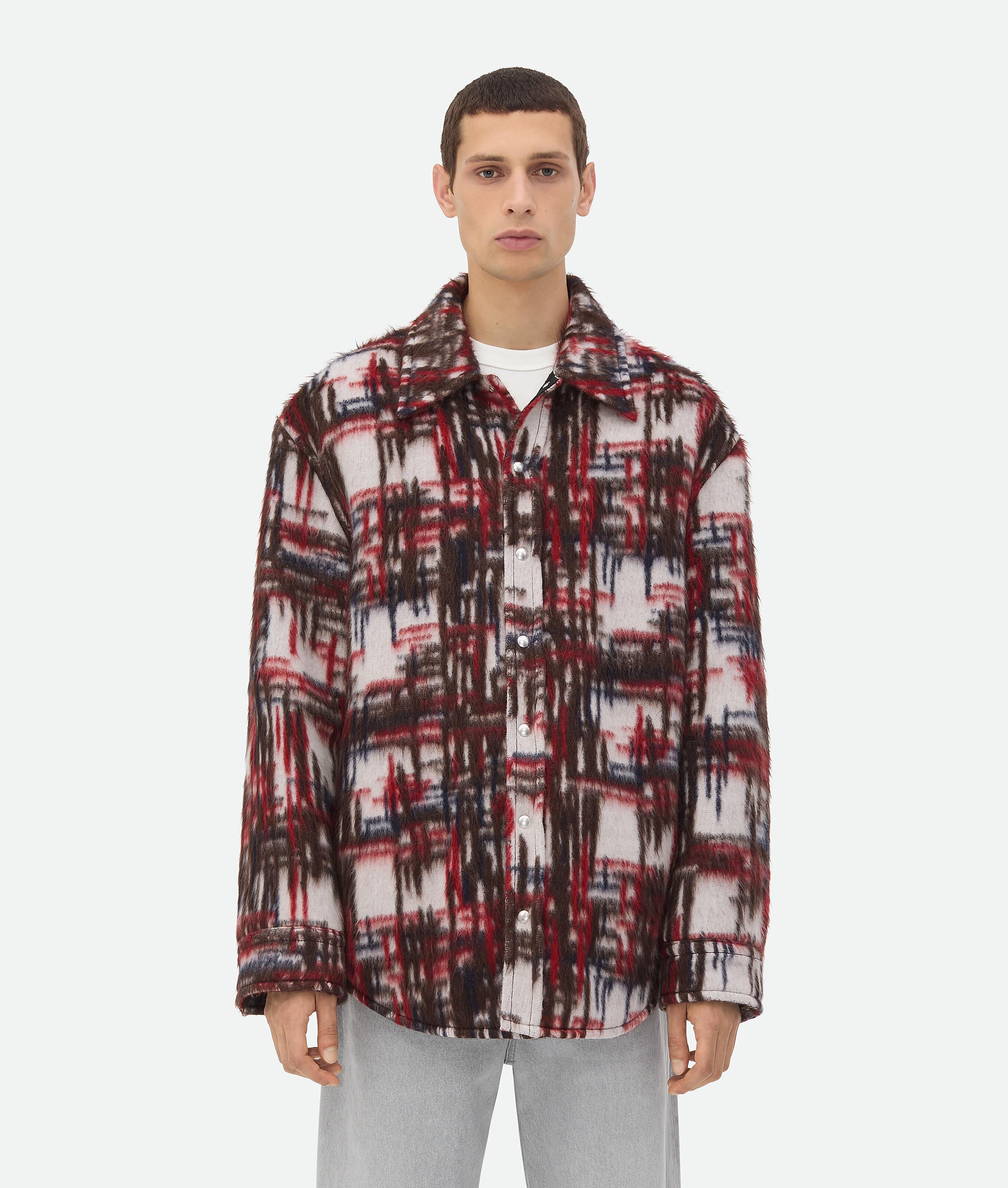 Men's Alpaca Check Overshirt in White/red/brown Product Image