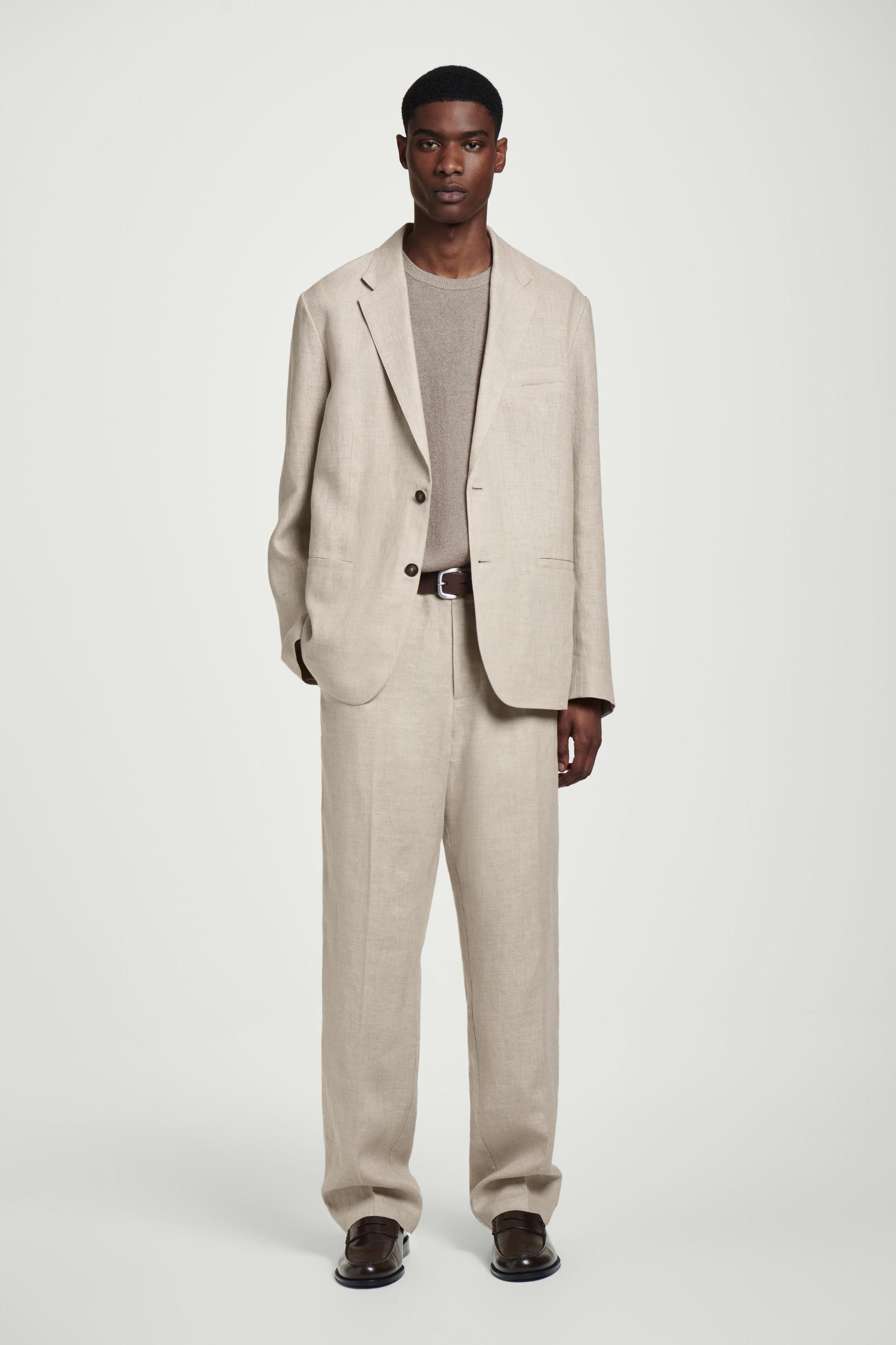 RELAXED LINEN TAPERED PANTS Product Image