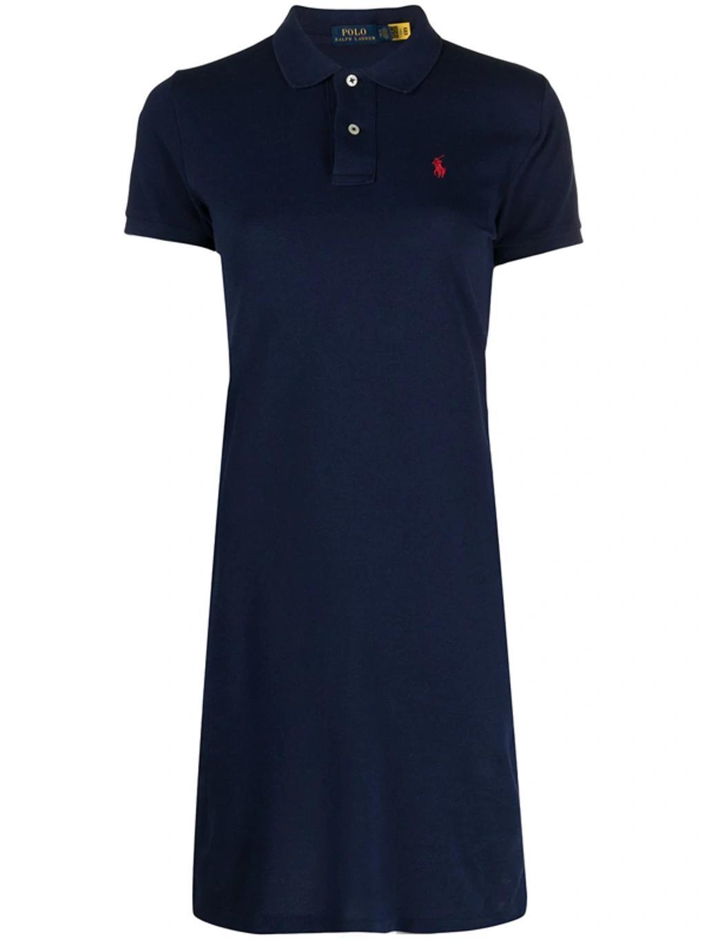 POLO RALPH LAUREN Embroidered Logo Polo Dress In Dark Blue Product Image