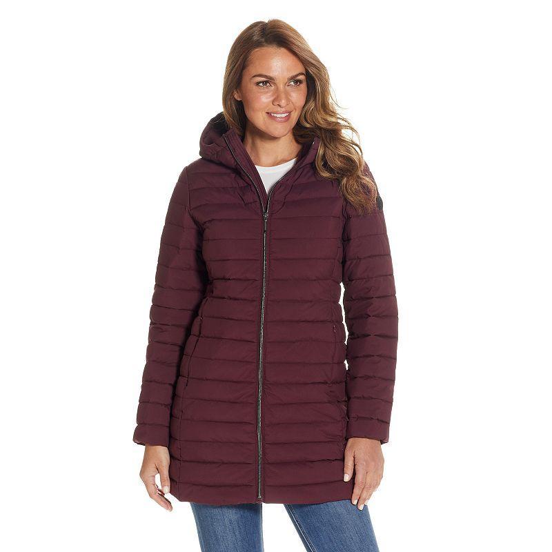 Women's Weathercast Hooded Channel Quilted Puffer Jacket, Size: Small, Merlot Product Image