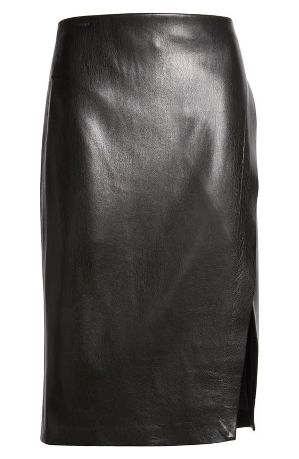 ALICE AND OLIVIA Siobhan Vegan Leather Knee-length Wrap Skirt In Black Product Image