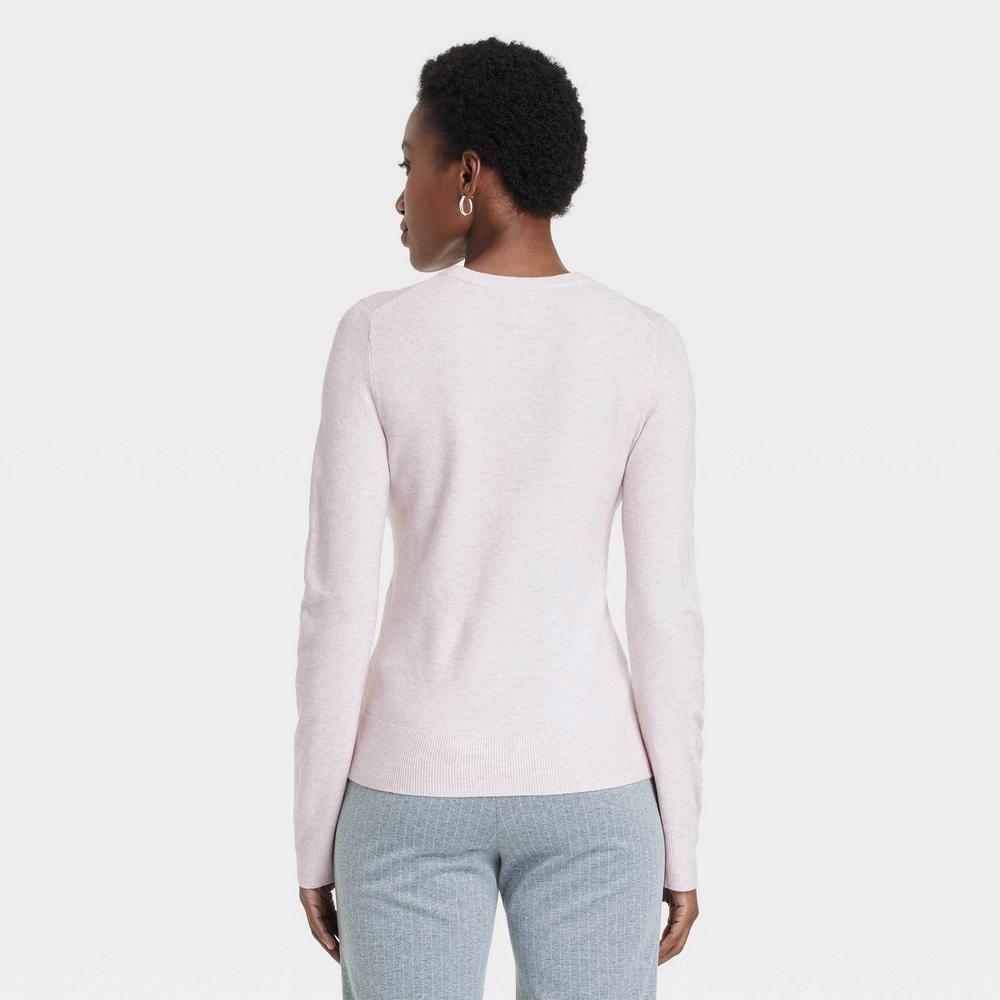 Women's Crewneck Cashfeel Pullover Sweater - A New Day™ Pink L Product Image