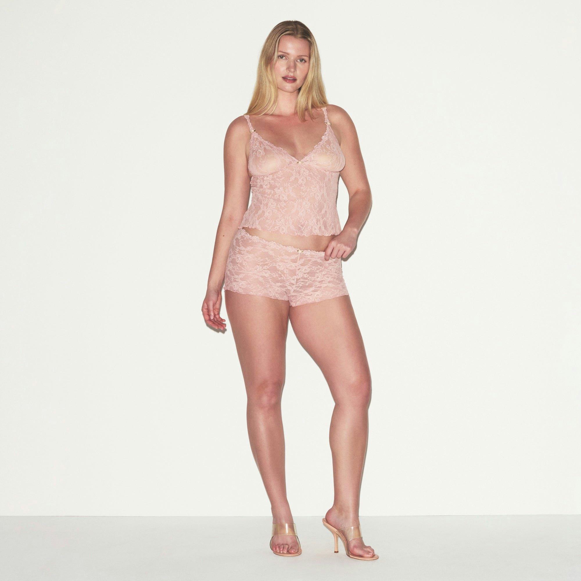 STRETCH LACE TRIANGLE CAMI AND SHORT SET | MORGANITE Product Image