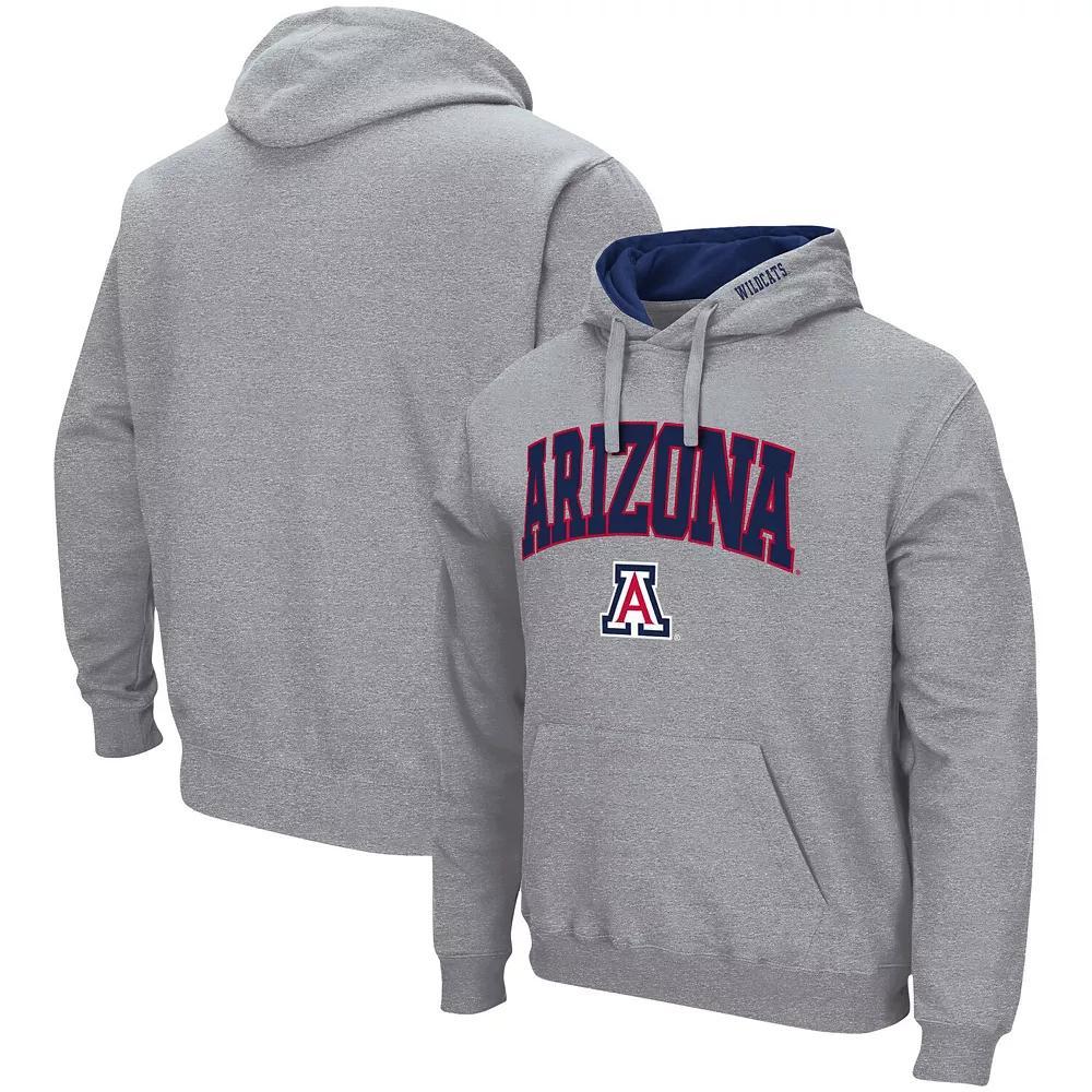 Men's Colosseum Heather Gray Arizona Wildcats Arch & Logo 3.0 Pullover Hoodie, Size: 2XL, Grey Product Image