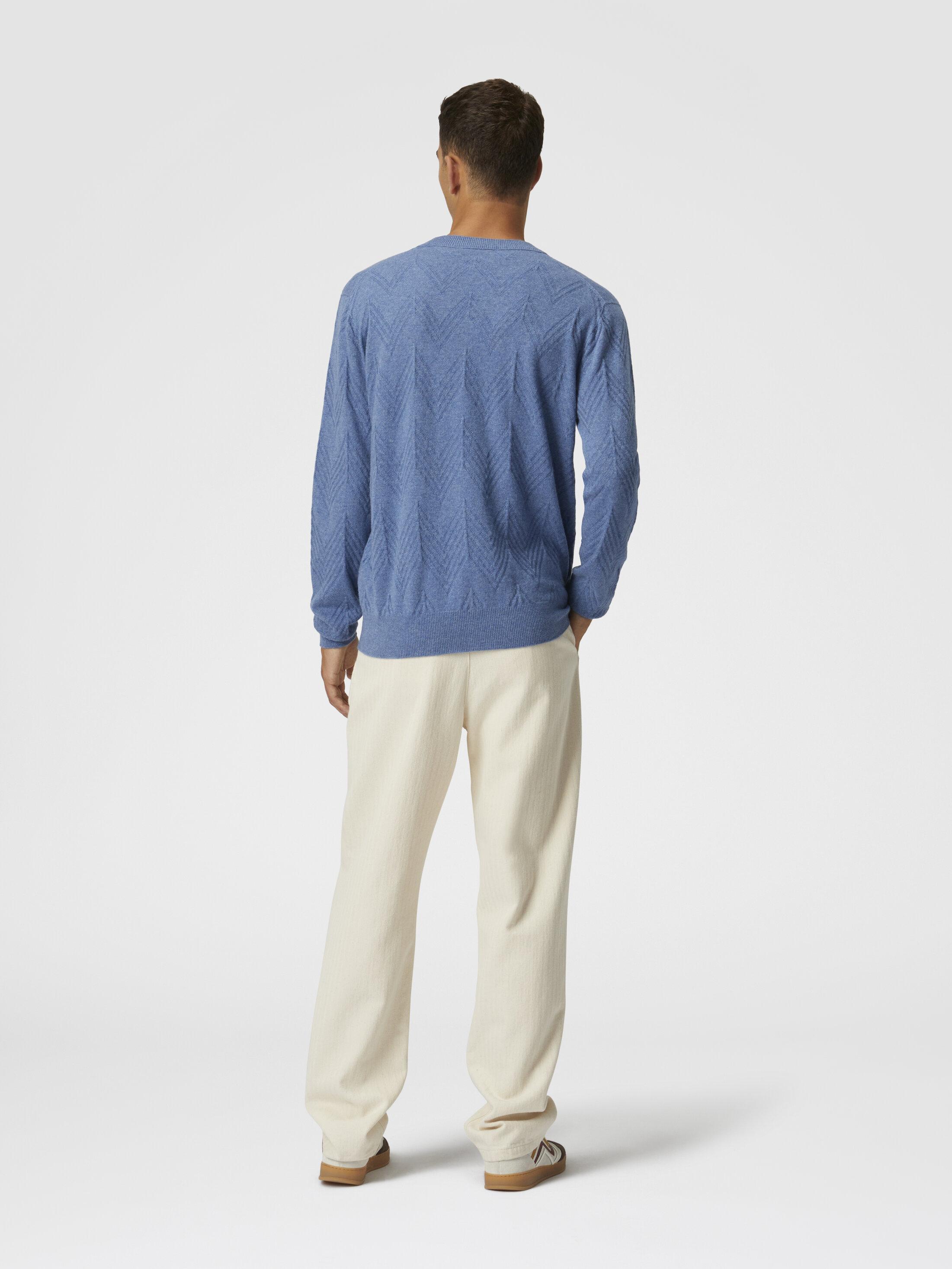 Tonal cashmere V-neck and zigzag pullover Product Image