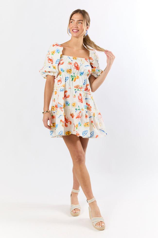 Everything I Love White Multi Icon Print Mini Dress FINAL SALE Product Image