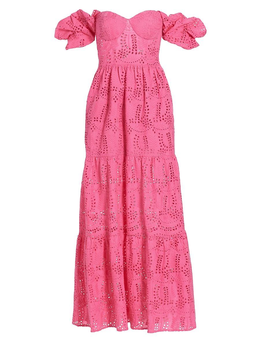 Womens Young Love Eyelet Tiered Maxi Dress Product Image