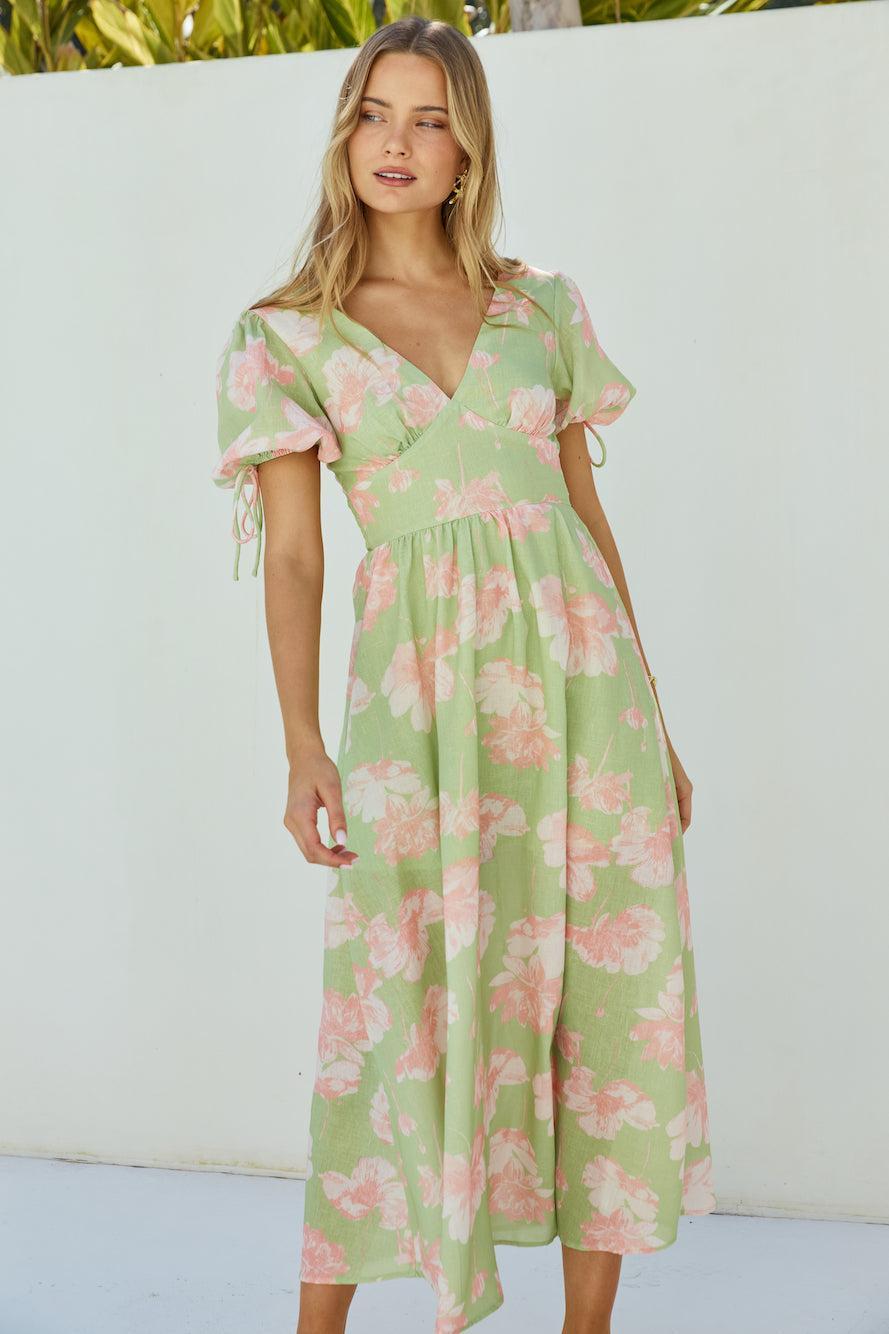 Blossom Season Maxi Dress Green Product Image